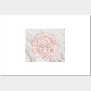 Rose gold mandala - shimmer vein marble Posters and Art